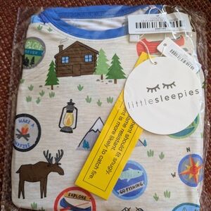 Little Sleepies Kids Pajama Set - Blue and Cream